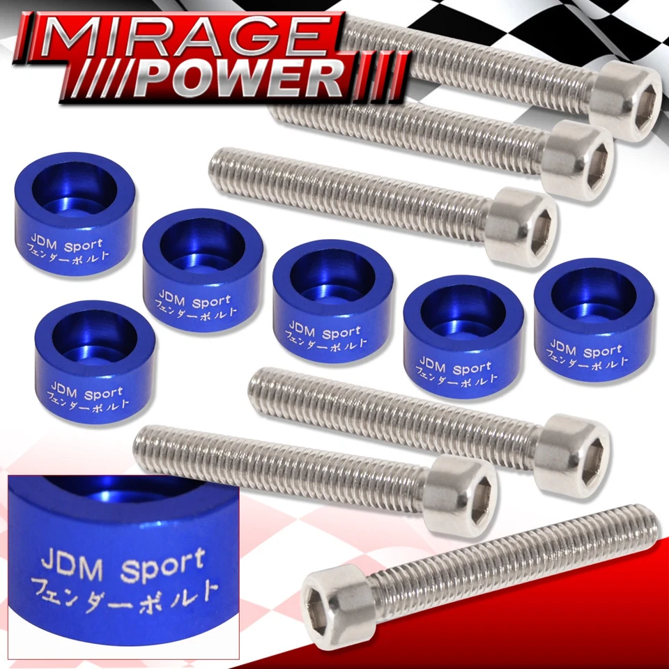 For Acura K-Series 6mm Header/Cam Cap/M8 6Pc Fender/Valve Cover Washer+Bolt Blue - Image 3 of 4