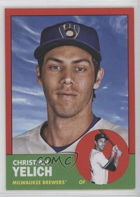 2022 Topps Archives 1963 Topps Design Red 49/75 Christian Yelich #64 o7m