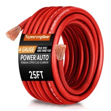 4 Gauge Red 25ft Power/Ground Wire-Copper Clad Aluminum CCA-True 4 AWG Power ...