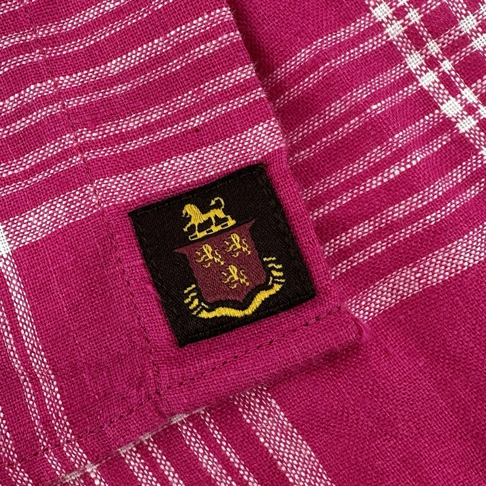 Robert Talbott Shirt Mens Medium Linen Pink Plaid Long Sleeve Button Front - Image 4 of 4