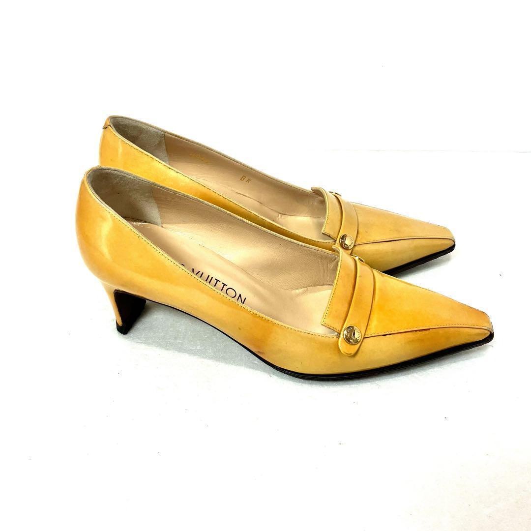 LOUIS VUITTON Pumps Heel Leather Yellow EU34.5/US4.5 120391c thumbnail 4