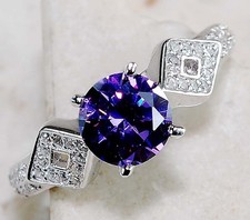2CT Treated Amethyst 925 Sterling Silver Ring Jewelry Sz 8 GB1-2