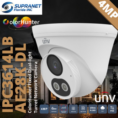 Uniview 4MP Dual-Light Turret IP Camera  IPC3614LB-AF28K-DL  Built-in Mic  IP67