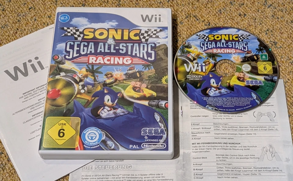 Wii Sonic Sega All-Stars Racing RVL-R3RP-NOE RVL-006(EUR) 5055277004201