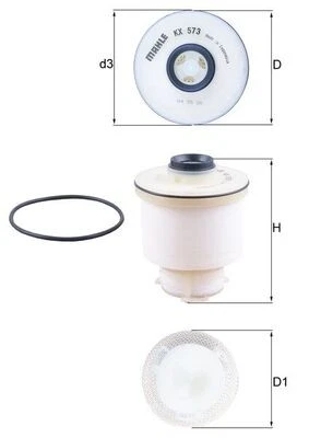 FUEL FILTER KX 573D FOR TOYOTA SW4/HILUX FORTUNER 1GD-FTV 2.8L 1KD-FTV 3.0L 4cyl - Image 2 of 4