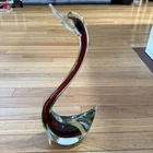 19" Swan, Murano Glass, Sommerso Style, Color  Red, Yellow, Clear, circa 1950s