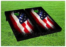 American Flag CORNHOLE BEANBAG TOSS GAME w Bags Game Boards Digital  Set 1018