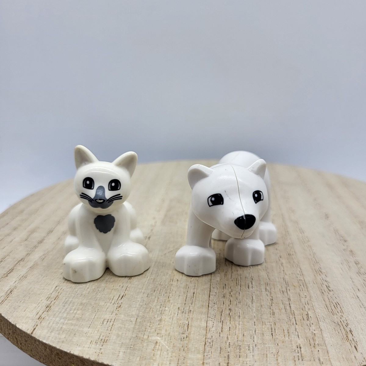 lego duplo animals Cub bear polar white and white cat kitty