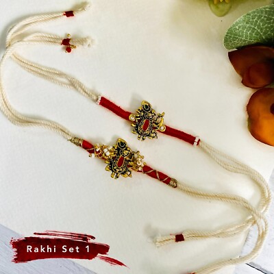 ME & YOU Rakhi Set For Brother - Designer Rakhi With Roli/Chawal In Wooden Box, Rakhi Card Included - View #4