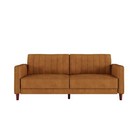 Pin Tufted Velvet Futon Sofa Bed - Mustard Convertible Couch, Transitional Style