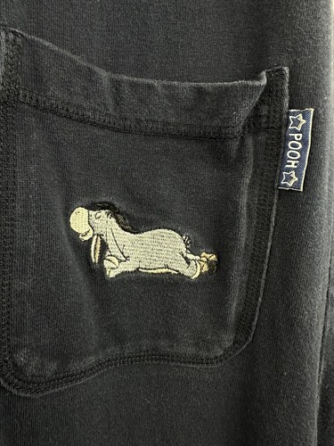 Vintage Disney POOH M blau lange Kleid Taschen geschlitzt bestickt Eeyore Ferkel - Bild 8 von 10