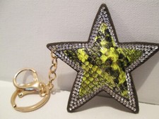 RHINESTONE GREEN HEART KEYCHAIN PURSE CLIP
