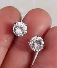 Sterling silver And Round 8mm Clear stone Stud Earrings