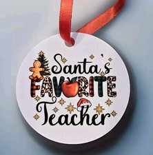 Santa's Favorite Teacher Christmas Aluminum Ornament, Gift For Teacher