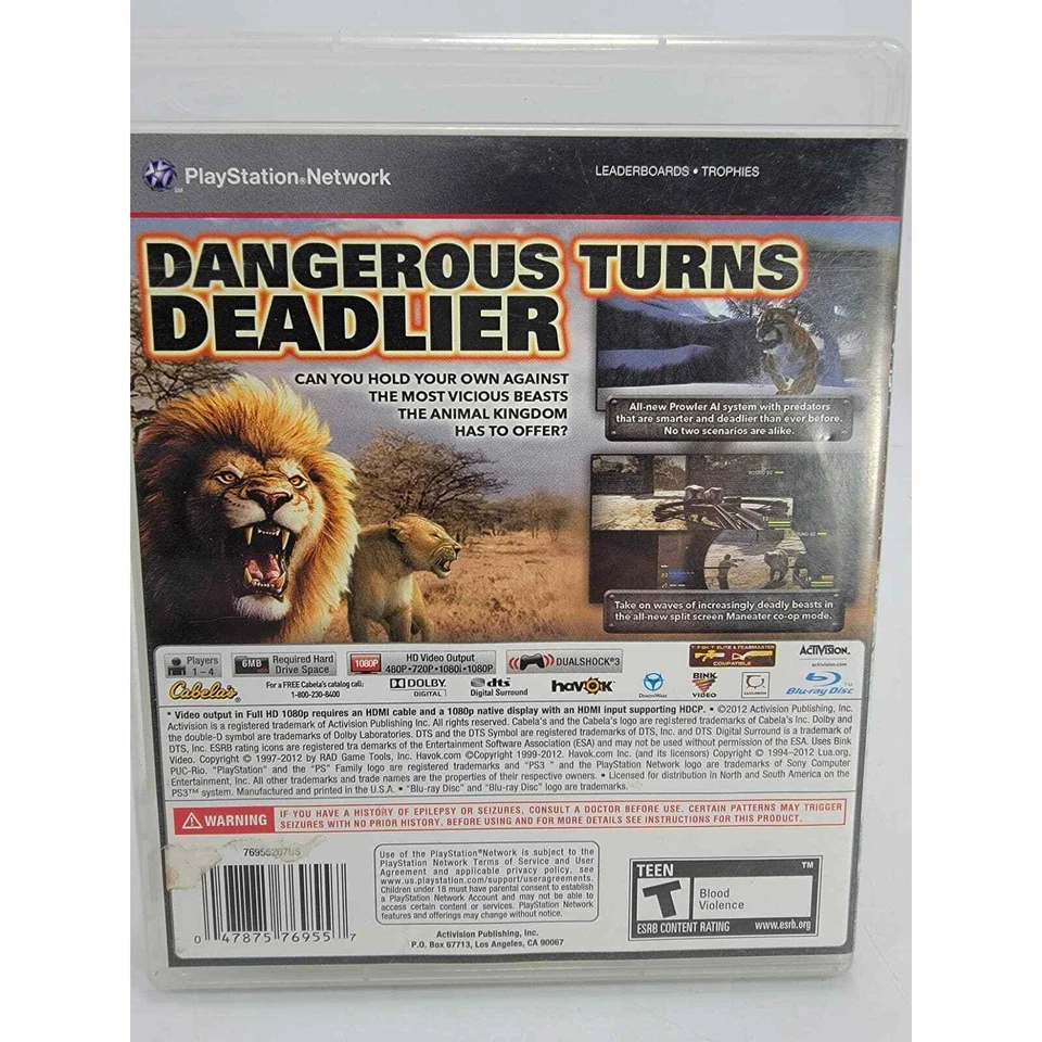 Cabela's Dangerous Hunts 2013 (Sony PlayStation 3, 2012) W/Manual - Image 2 of 4