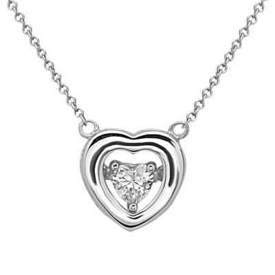 Sterling Silber Halskette offenes Herz mit tanzender CZ