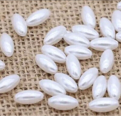 Perlen weiß elfenbein beige länglich oval Glanz Schmuck basteln Hochzeit 20-50St