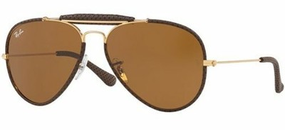 Ray ban 3422Q 58 9041 Leather Inserts Rose Gold Dark Brown Leather Gold  Brown 8053672790290 | eBay