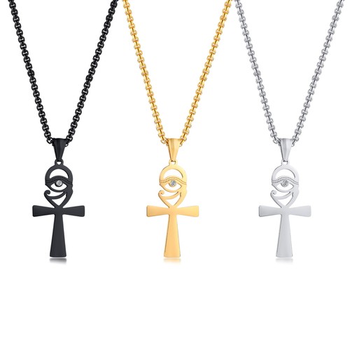 Herren Christian Ankh Kreuz Satan Sigil von Luzifer Anhänger Halskette Edelstahl - Bild 38 von 40