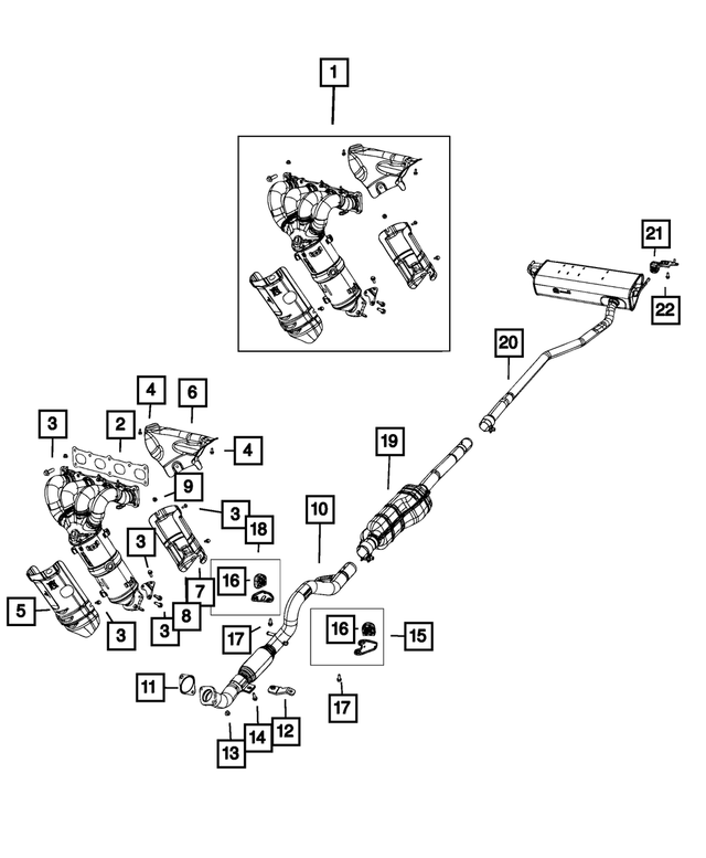 Genuine Mopar 2017-2021 Jeep Compass Exhaust Resonator And Pipe Part# 68321020AA