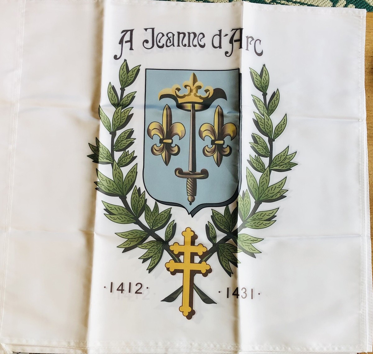 Drapeau Jeanne D'Arc - 150x90cm - 100% Polyester - Fourreau Pour Hampe - Pour Décoration Historique Ou événement