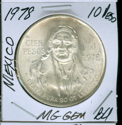 1978 MEXICO 100 PESOS 0.720 SILVER KM483.2 FINEST GRADE GEM BU