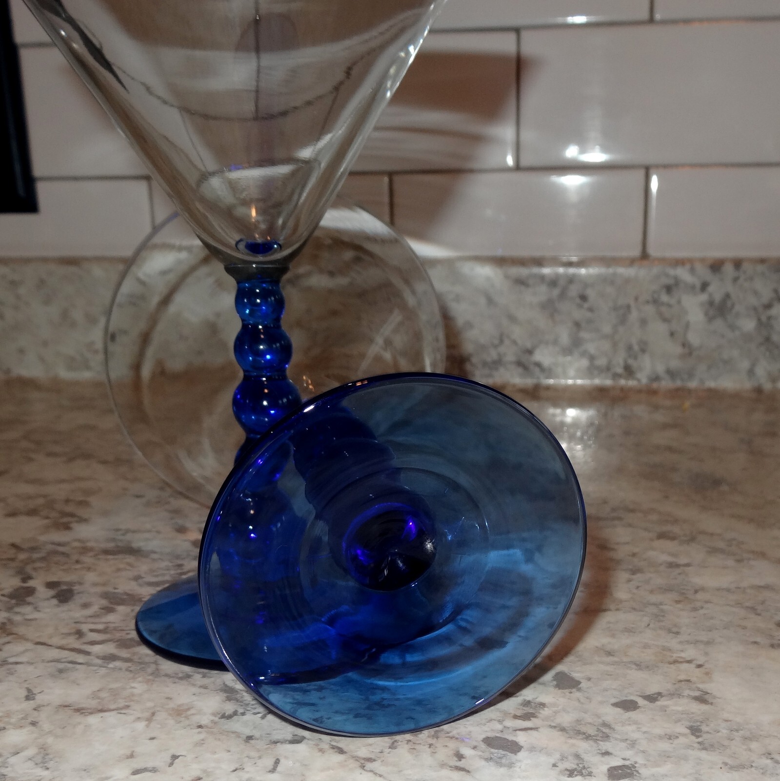 *2* Vintage Libbey Martini Cocktail Glasses Metropolis Cobalt Blue Rare