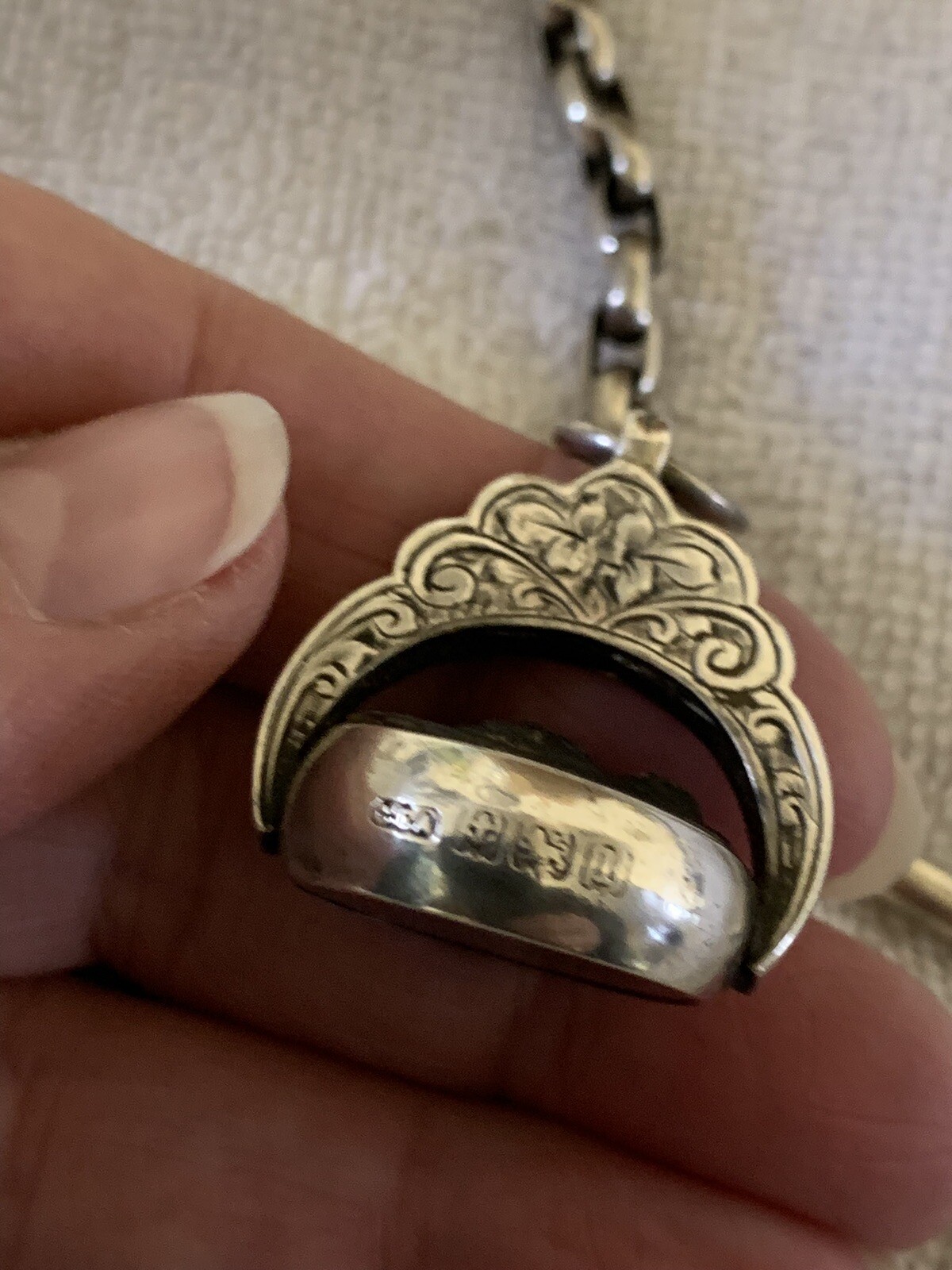 antique vintage solid silver pocket watch chain and Fob eBay