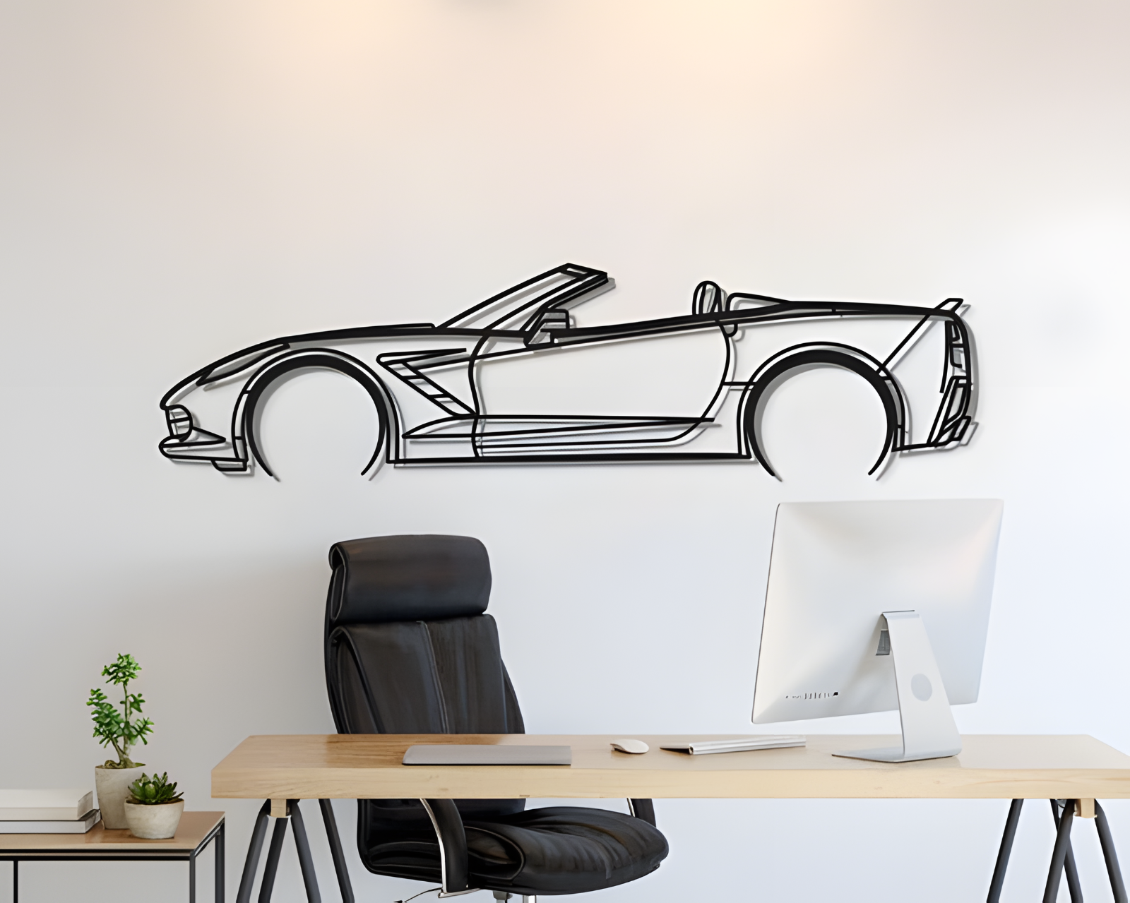 Wall Art Home Decor 3D Acrylic Metal Car Silhouette 2014 Chevrolet Corvette C7