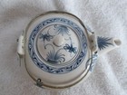 Vintage Asian Teapot with Blue Stenciling Flying Insects & foliage chinese — photo 6