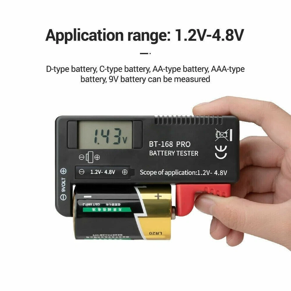 Universal Digital Battery Volt Tester Checker for Button Cell AA/AAA/C/D/9V/1.5V - Image 2 of 4