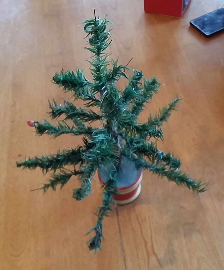 Vintage German Goose Feather Christmas Tree Red Turned Wood Base eBay