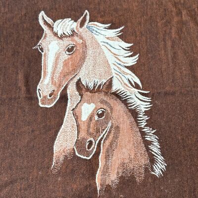 Vintage Biederlack Brown Horse Foal Thick Reversible Heavy Blanket