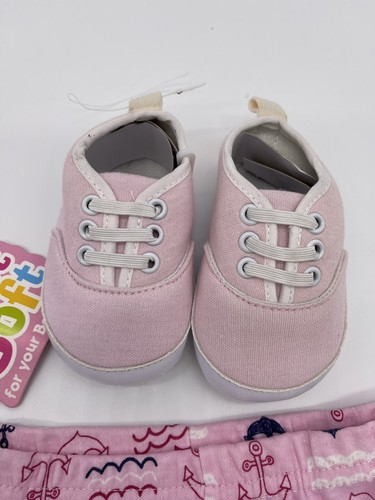 Sz 6mos Baby Girl Or Boy Infant Pink Outfit Set California Bodysuit Shorts Shoes - Imagen 6 de 11