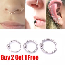 Anillo de aro para cejas de acero quirúrgico con cierre de bola de plata anillo para labios anillo para nariz oreja