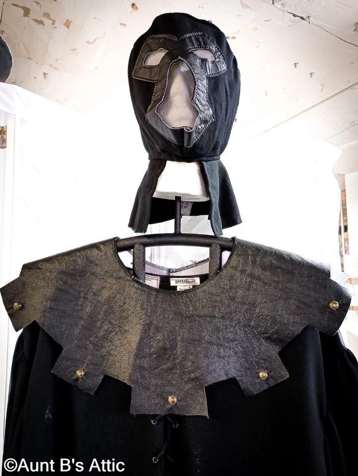 Executioner 服装男式中世纪 7 件 Blk 裤子衬衫领腰带面具靴上衣 — 第 2/4 张图片
