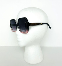 Sunglasses Womens Black Purple With Gold Hexagon Shaped Oversized Shades NEW