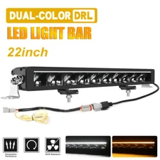 22" 32 42" 52 inch Amber/White DRL LED Light Bar Combo Offroad Driving Truck SUV