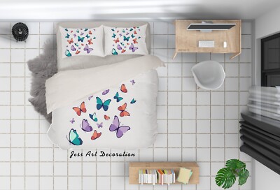 3D Cartoon Watercolor Butterfly Quilt Cover Set Bedding Sets Pillowcases 64