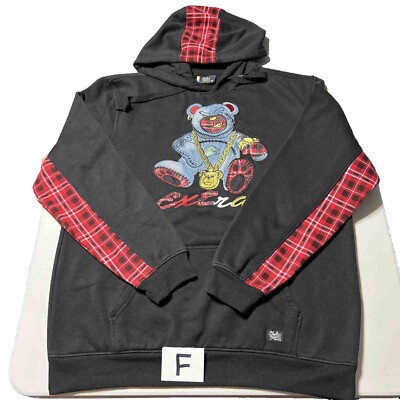 Bleecker & Mercer Men Hoodie EXTRA Black Gold Bear Size 3X Sweatshirt Hip hop