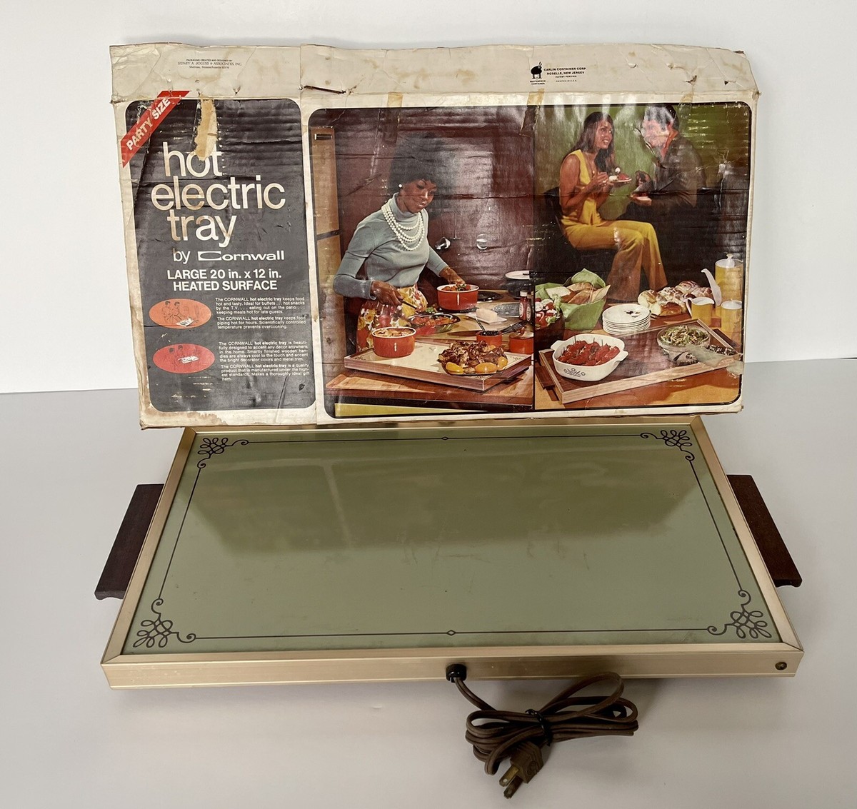 Vintage Cornwall Electric Tray, Avocado Warming Hot Plate ~ 20