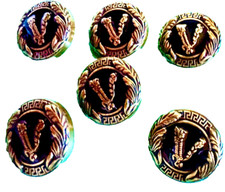 6 Versace Buttons 20mm / 2cm, BLACK/ ANTIQUE GOLD metal V LOGO VERSACE BUTTONS 