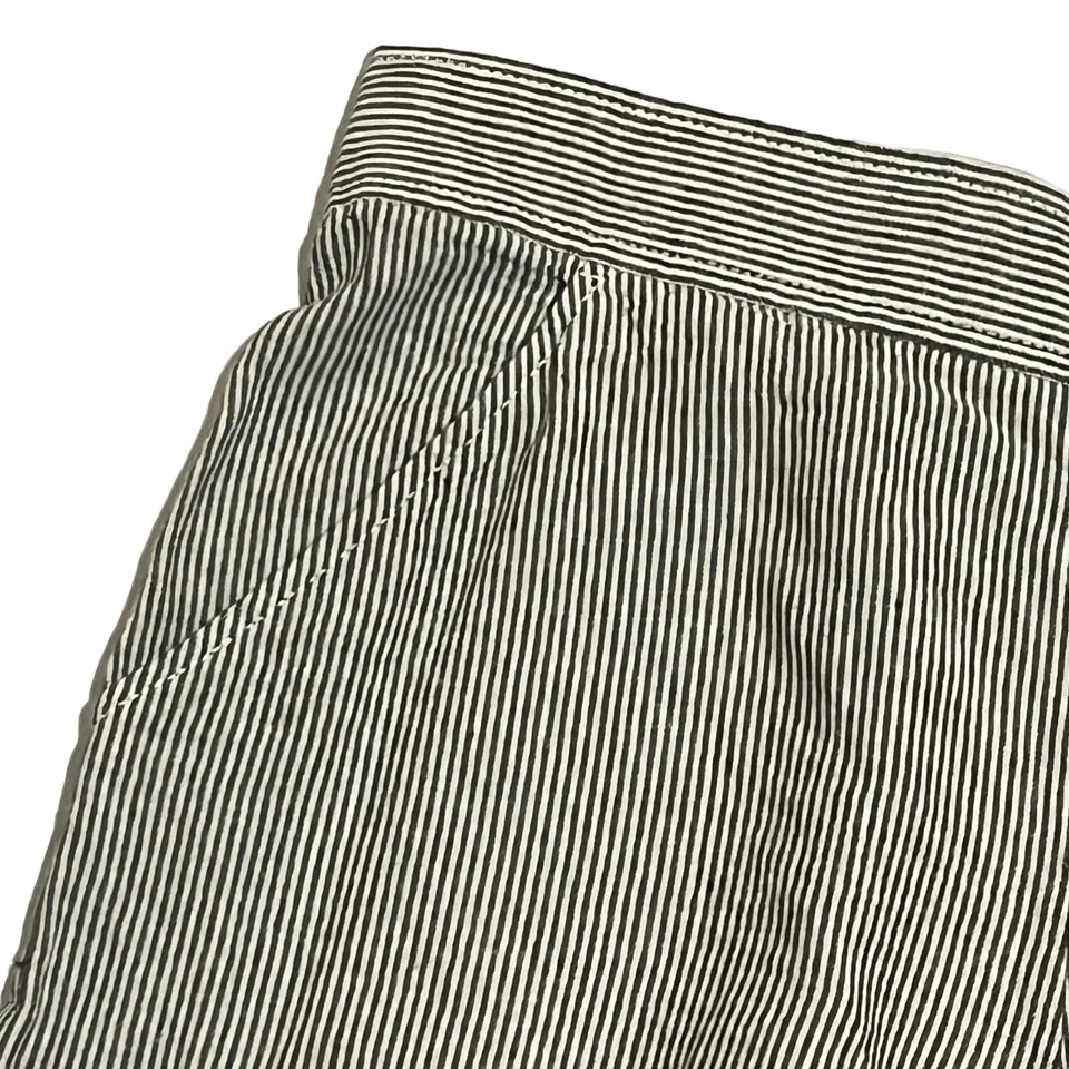 Pantalones Cortos Max Studio XL Mezcla de Lino Azul Blanco Rayas Bolsillos Cintura Elásticos Foto 2 de 4