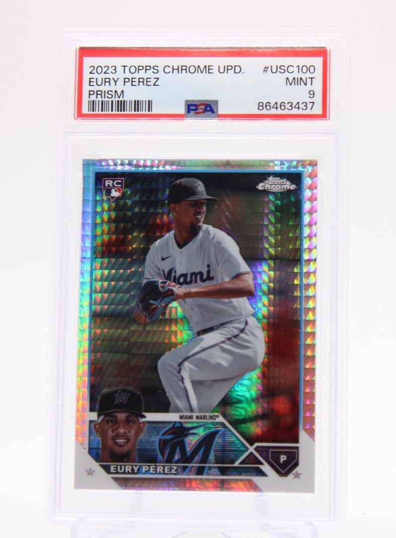 EURY PEREZ 2023 Topps Chrome Update RC PRISM #USC100 PSA 9 MINT