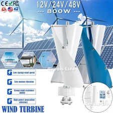 Vertical Axis Wind Turbine Generator 800W Power Windmill 12/24/48V Controller US