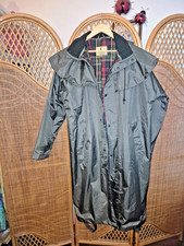 Country Estate Long Waterproof Coat L Green Tartan Lined Country Riding Jacket
