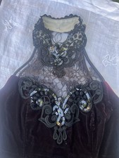 Vintage Women Scott McClintock Velvet Mini Dress Lace Sequin Sz 4 Goth USA