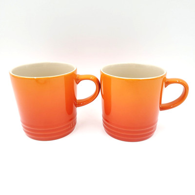 Le Creuset Coffee Mugs Flame Orange 12 oz. Set of 2 NEW