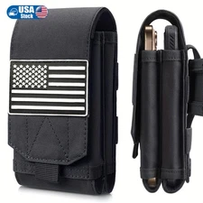 Double-Layer Phone Pouch with Flag Nylon Zippered Compartments Hunting Outdoor