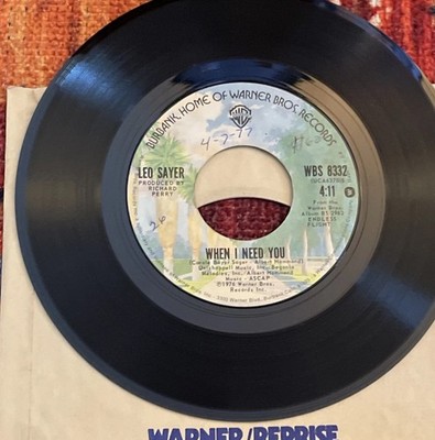 LEO SAYER When I Need You / I Think We Fell In Love Too Fast 45 RPM Yacht Rock